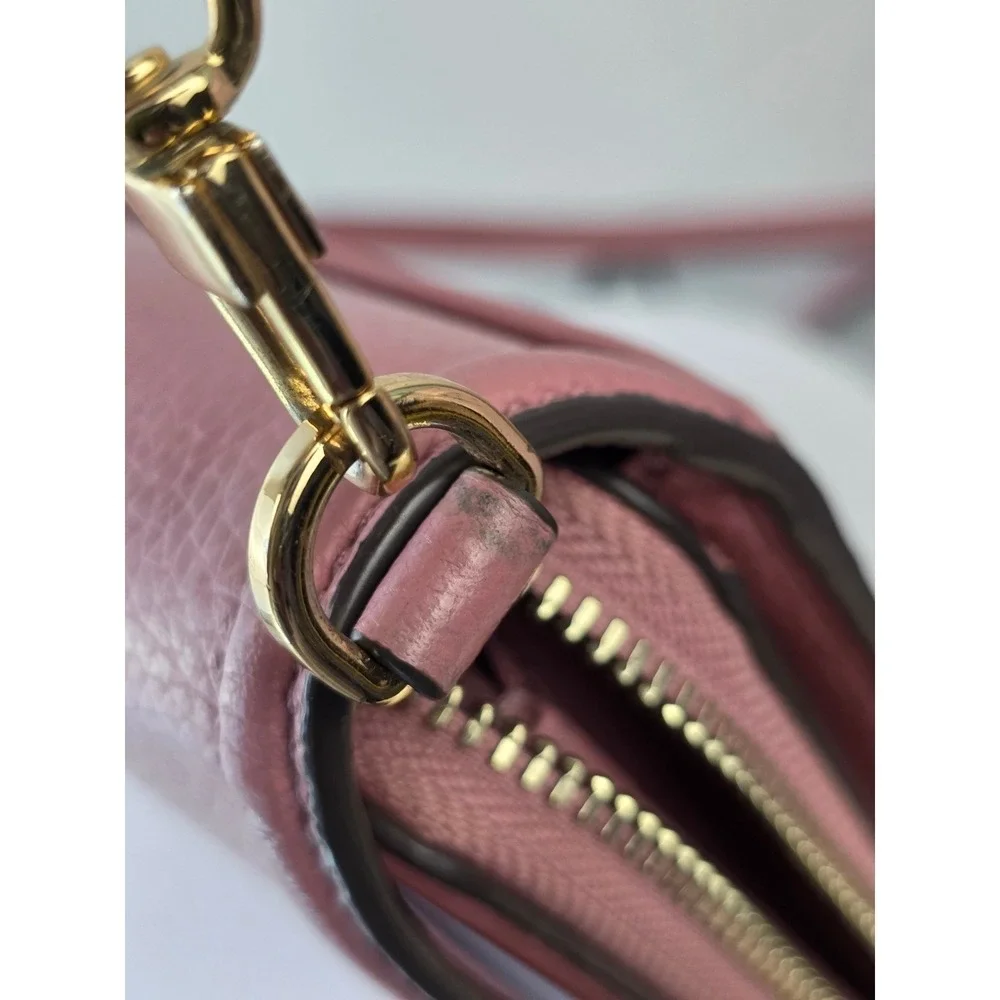 Tory Burch McGraw Wallet on Chain Pink Pebbled Leather Crossbody Bag WOC Gold